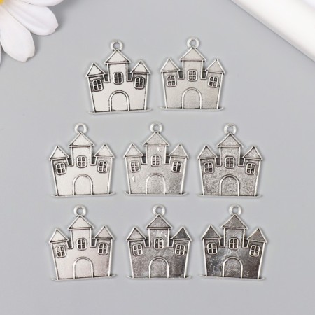 Decor for creativity Metal "Castle" silver 2.4x2.1 cm-2