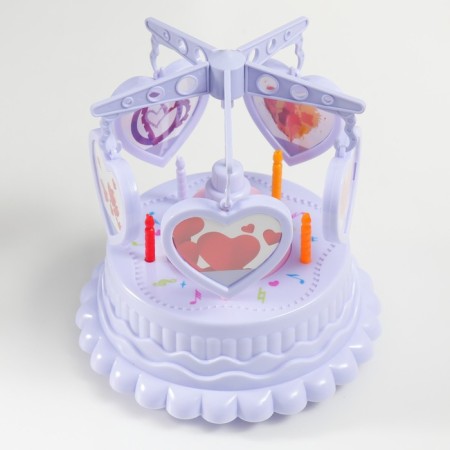 Music souvenir + photo frame "Carousel hearts" Lilac 17.5x17.5x20 cm-3