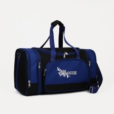 Board Road on a zipper, with an increase, 3 outer pockets, a long belt, black/blue color