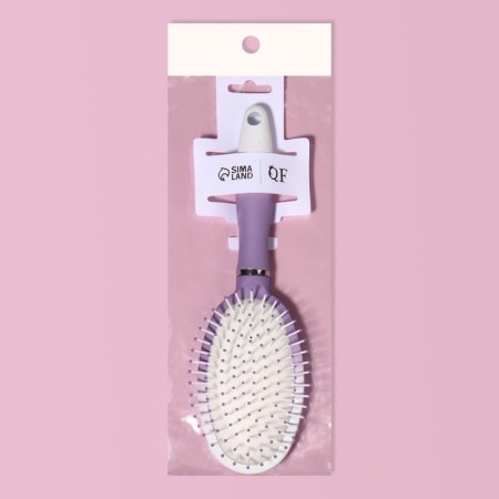 Comb massage, rubberized pen, 7 × 24 cm, white/purple color-3