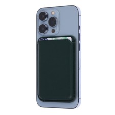 Cardholder for phone, leather, magsafe, dark green