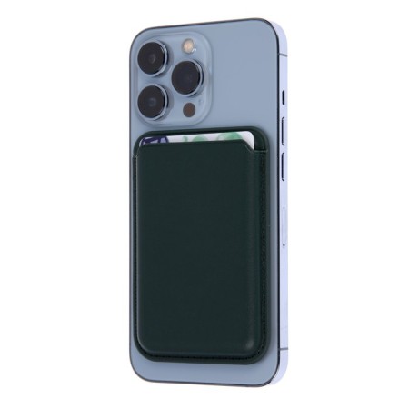 Cardholder for phone, leather, magsafe, dark green