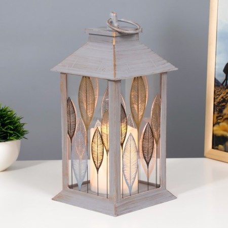 Three sheets nightlight LED from batteries 3HAAA Gray with a golden patina 14x14x29.5 cm Risalux-1
