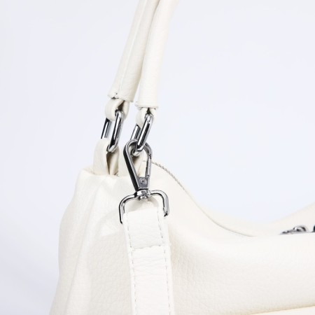 Luggage bag with a zipper, 3 outer pockets, white color-4