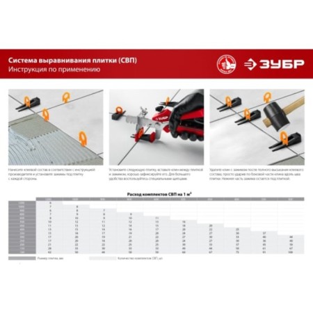 SVP bison 33831-H50, kit: 50 + 50pcs (1 mm clamp + wedge), in the package-4
