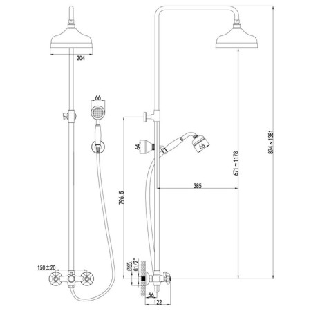 Lemark Vintage LM2860B shower system, tropical shower, shower, brass, bronze-1