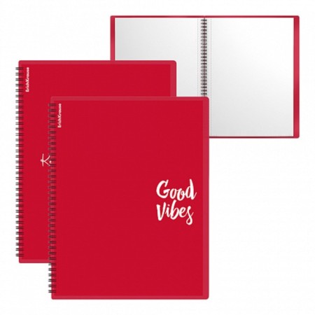 Folder 30 inserts on spirals, A4, 600 μm, Erichkrause "Classic Words", texture "Sand", red, mix