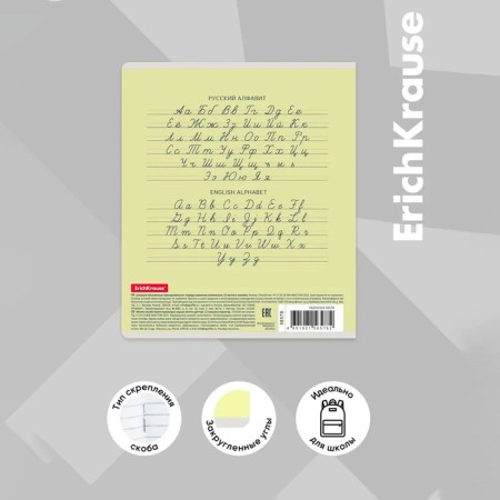 Notebook 12 sheets in the slanting ruler, Erichkrause Visio "Classic", cover coated cardboard, offset block, yellow-3