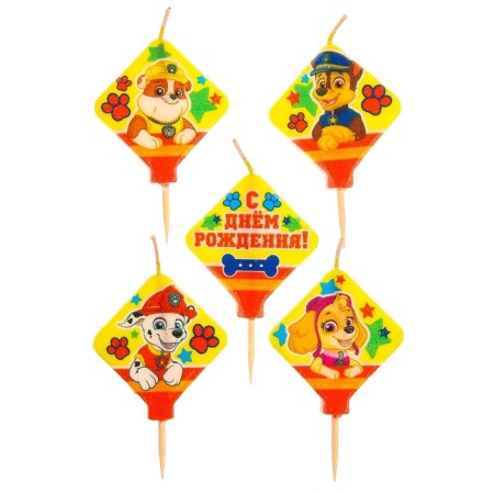 Candle for the Cake "Happy Birthday", 5 pieces, puppy patrol-4
