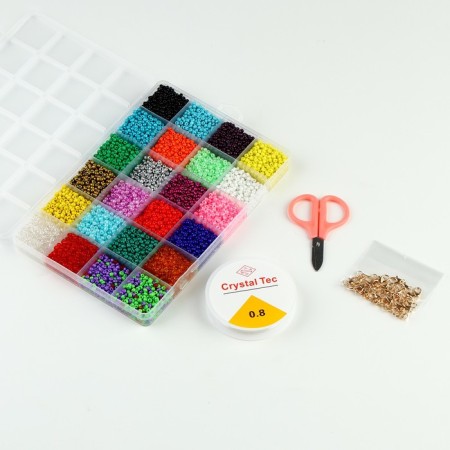 Set for creating jewelry, set 24 colors, 1 pc. - 2 mm, fishing line, scissors, accessories-4