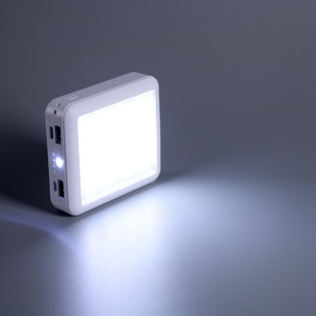 External battery 484, 10000 mAh, Type-C/Lightning/MicroUSB cables, lantern, white-10