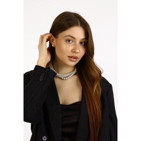 Set 2 objects: earrings, ball d = 1, beads "pearl tourniquet", white color, 45 cm-4