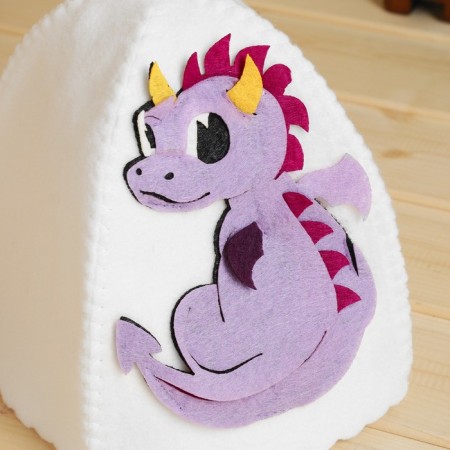 Banch hat for children with an applique "Dragon", lavender-1