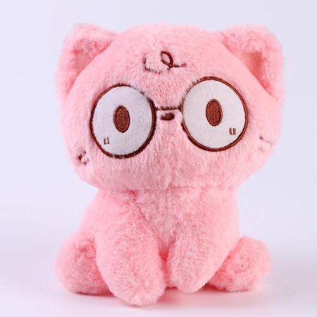 Soft toy "cat" with glasses, 20 cm, pink color-3
