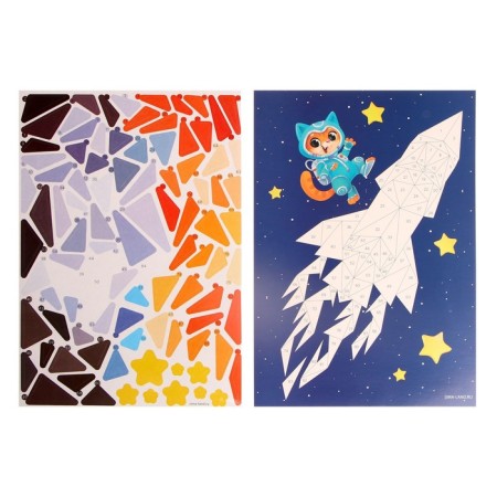 Applications with geometric stickers "Cat in space" 21x29.7cm-3