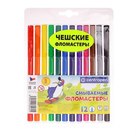 Flomasters 12 colors Centropen 7790 Washable 1.8 mm, blister, euro suspension, line 1.0 mm