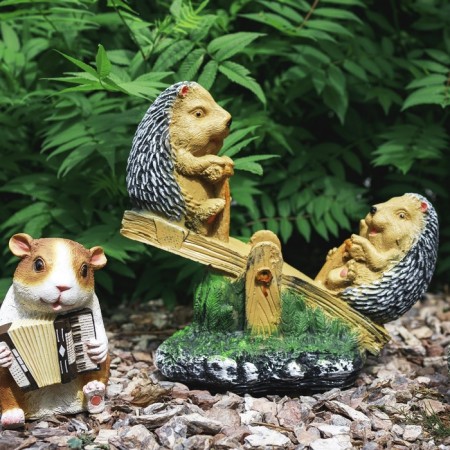 Garden figure "Hedgehog on a swing" 35x15x28cm-1