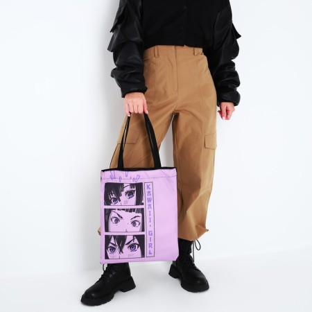 Bag-shop "Girl", without lightning, without lining, lilac color-4