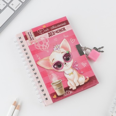 Profile for girls on the lock "for stylish girls", A6, solid cover, 40 sheets-1