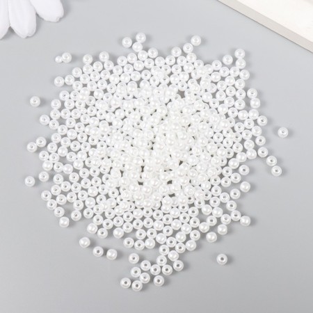 Set of beads "needlework" plastic, diameter 4 mm, 25 g, snow-white-1
