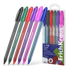 A set of 6 ballpoints, Erichkrause, U-108 Stick Color Knot 1.0 mm color mix
