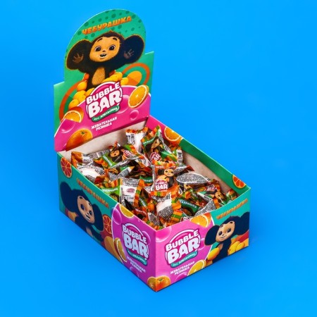 Chewing gum "Cheburashka Bubble Bar", dragged, with a filling of 4 g