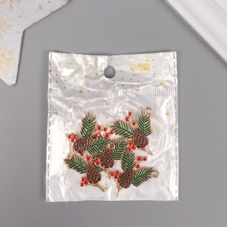 Decor for creativity metal, enamel "Pine branch" 3.2x2.6 cm-3