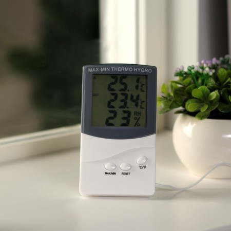 Thermometer Luazon LTR-07, electronic, 2 temperature sensors, humidity sensor, white