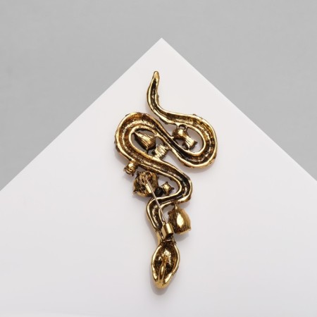 Brooch "Snake" with stones, colored in black gold-1
