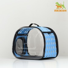 Carriage for animals is transparent, 42*32*28 cm, blue