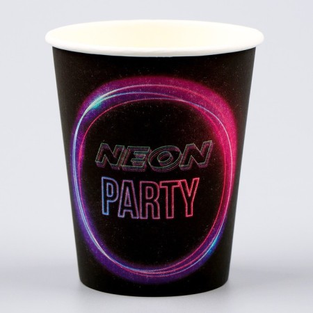 A single -single -paper glass "Neon", 250 ml, a set of 6 pieces-3