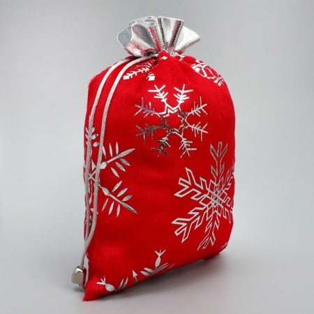 Bag gift plush “Santa Claus bag”, snowflakes, embossing, 16 x 24 cm +/- 1.5 cm, New Year-2