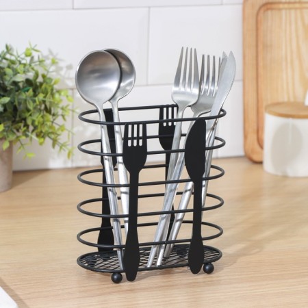 Drywall for cutlery of the share, 16 × 16.4 × 7.5 cm, black color