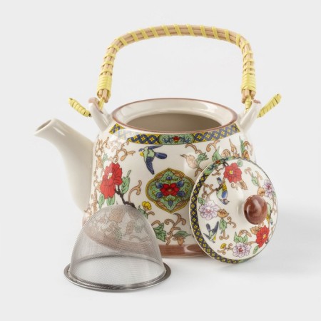 Keramic teapot teapot with metal sieve "Flowers", 900 ml-1