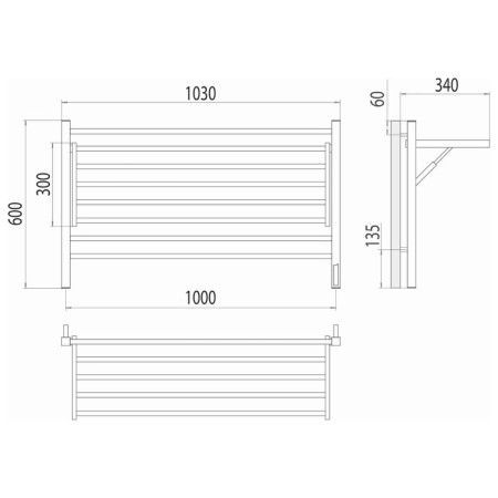 Terminus electric heated towel rail "Horizon" P8, 1000x600 mm, Black Muars-3