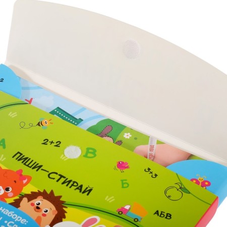 Educational set of reusable books with markers in the box “Write-Stiri”, 4 pcs. 12 pp. + 2 markers-10