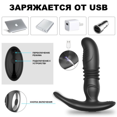 Prostate vibration aister, 10 vibration modes, 6 friction modes, PDU, ZU USB, Black-6