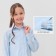 Shirt for girls minku color light blue, height 122 cm