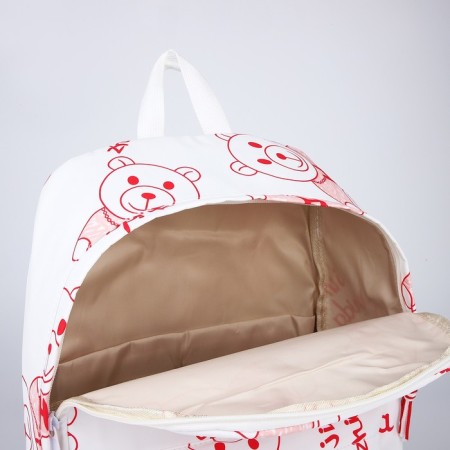 Youth backpack on lightning from textiles, 4 pockets, white/red color-5