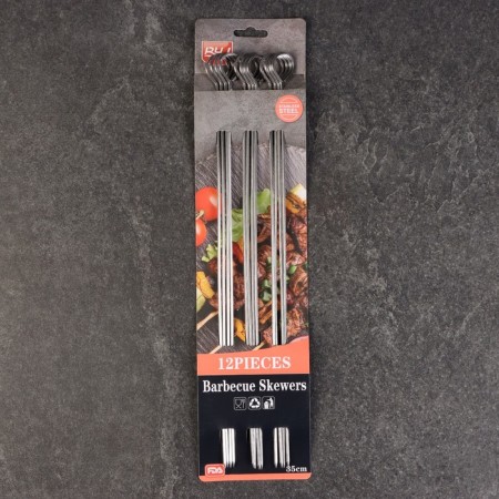 A set of skewers for barbecue, metal, 12 pcs, 35 cm-3