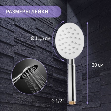 Shower Lake Zein Z2597, 1 mode, round, polished stainless steel-1