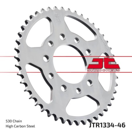 The rear star, driven JTR1334 steel, chain 530, 46 teeth