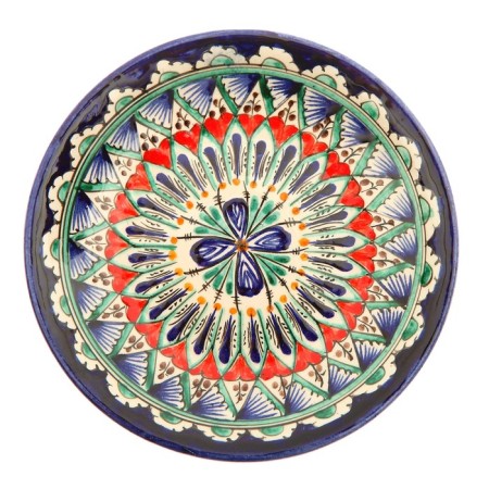 Plate of the Rishtan ceramics "Flowers", blue, flat, 15 cm-1