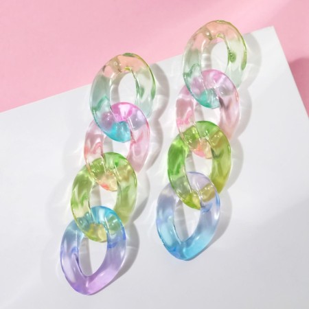 Earrings Plastic "Chain" translucent, color-1