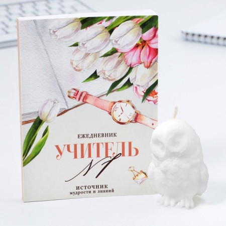 Set: A6 diary, 120 sheets and a curly candle "The teacher who inspires"-2