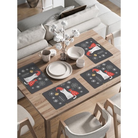 A set of napkins for setting the New Year's Cat table, rectangular, rounded edges, size 30x46 cm, 4 pcs