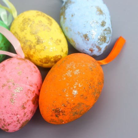 Decor Easter suspension "Egg - golden spots" set 6 pcs multi -colored 7x5x5 cm-1