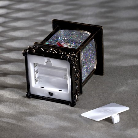 LED figure “Lantern with Santa Claus” 7.6 × 13.5 × 3.2 cm, plastic, sparkles, batteries AG13x3, glow warm white-2