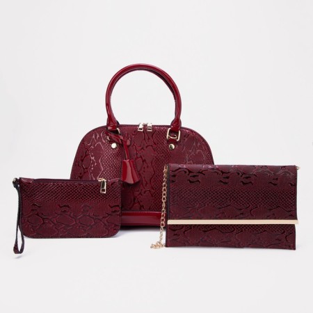Set of bags with zipper, red color