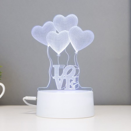 Sensor lamp "Four hearts" LED 7 USB colors/from BAT. White Risalux